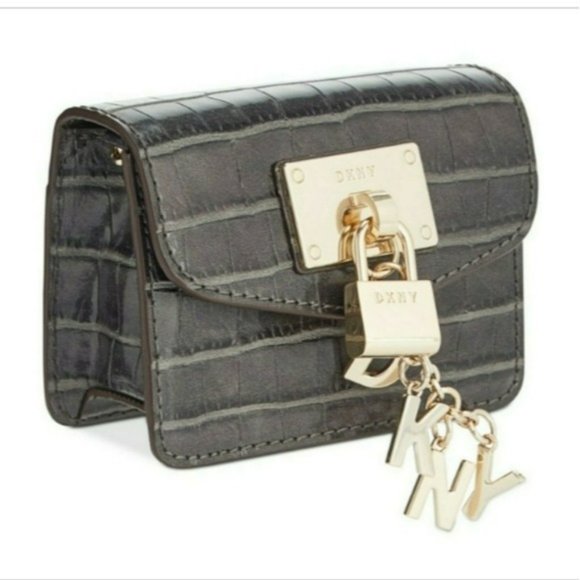 DKNY Elissa Leather Micro Mini Bag -Grey - Picture 2 of 5